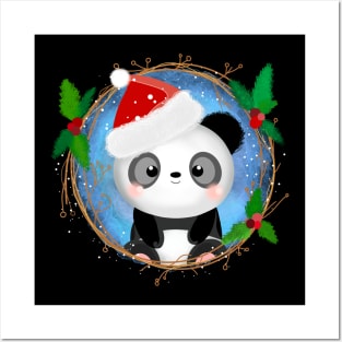 Cute little Christmas Panda Posters and Art